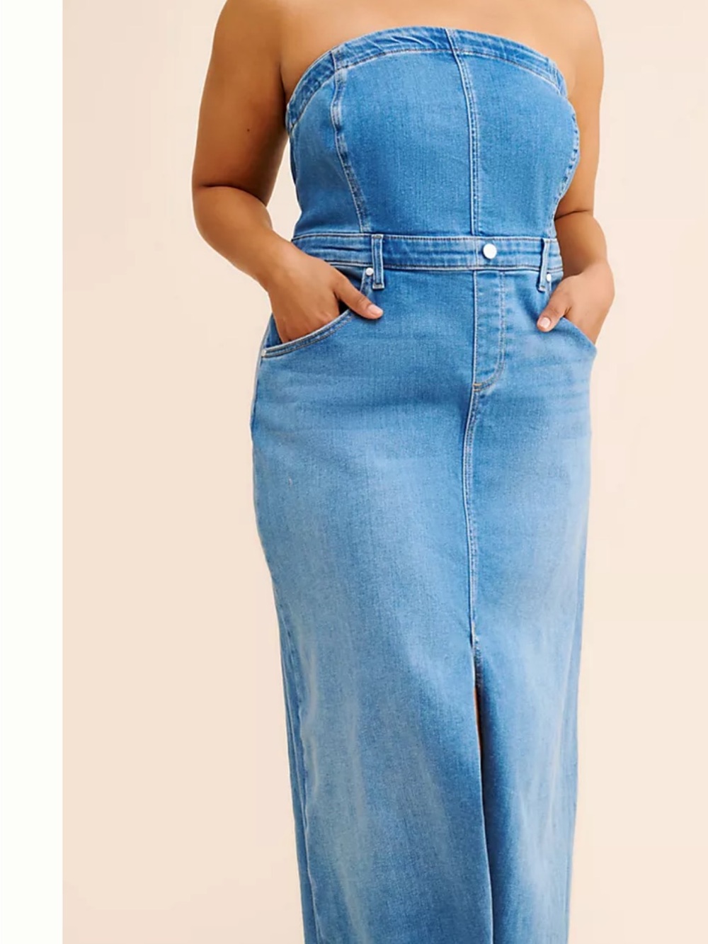 Pilcro the madi front-slit denim midi dress